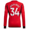 Camiseta de fútbol Manga Larga Manchester United Van De Beek 34 Primera Equipación 23-24 - Hombre